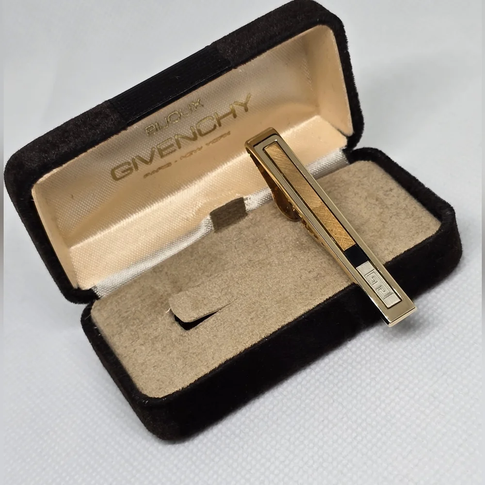 Givenchy Logo Gold Tone Tie Clip